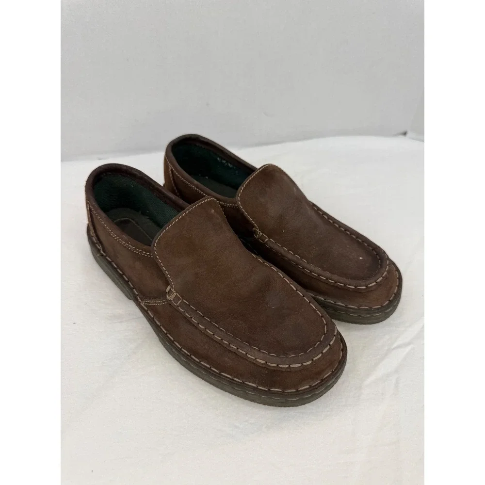 GH Bass & Co Womens Brown Suede Leather Slip On Loafers Moc Toe Shoes Size 8.5 M